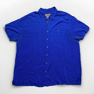 Foundry Men's Blue Button Up Shirt 2XL Rayon Soft Casual Short Sleeve Comfort